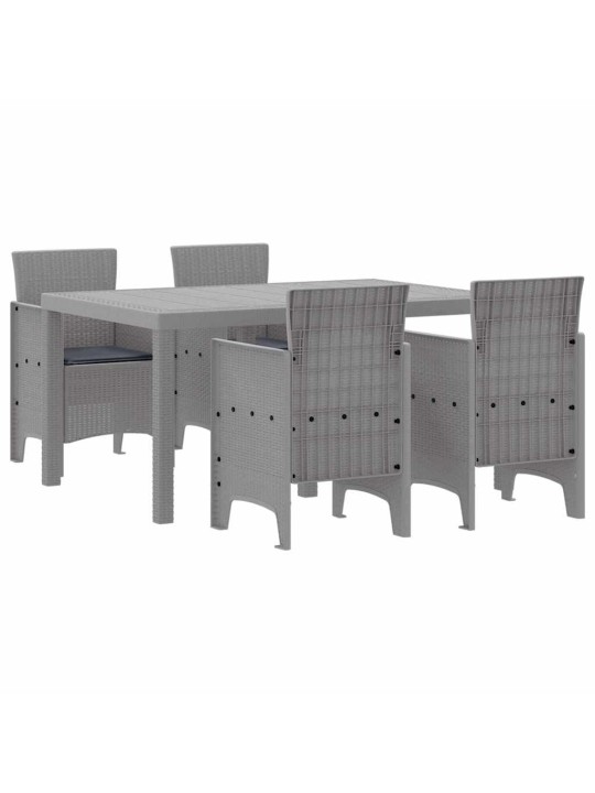 Dārza ēdamgalds 5 pcs gaiši pelēks polt rattan
