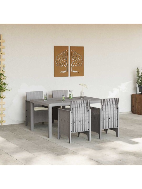 Dārza ēdamgalds 5 pcs gaiši pelēks polt rattan