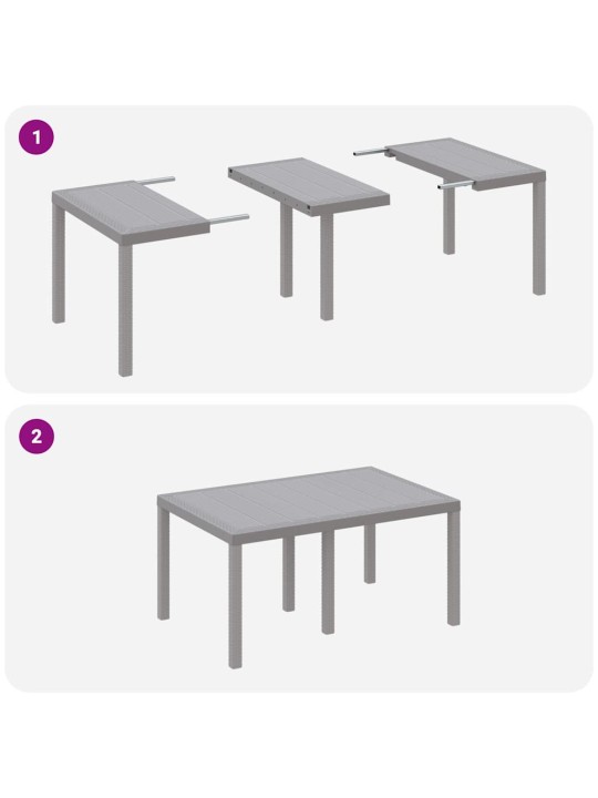 Dārza ēdamgalds 5 pcs gaiši pelēks polt rattan