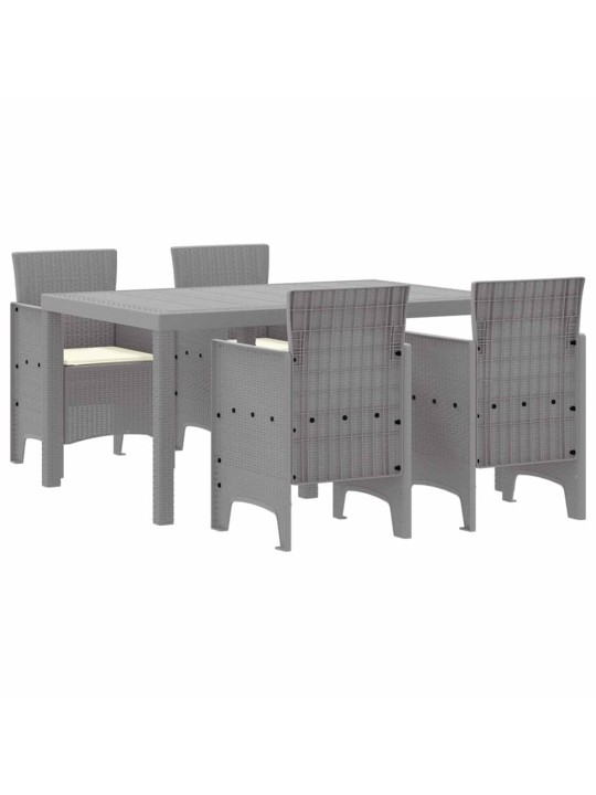 Dārza ēdamgalds 5 pcs gaiši pelēks polt rattan