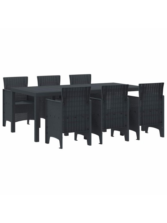 Dārza ēdamgalds 7 pcs antracīts polt rattan