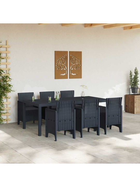 Dārza ēdamgalds 7 pcs antracīts polt rattan