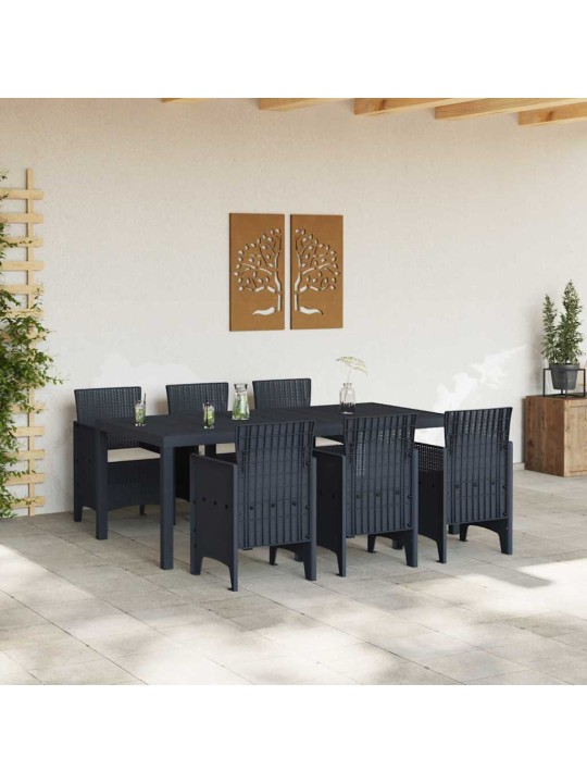 Dārza ēdamgalds 7 pcs antracīts polt rattan
