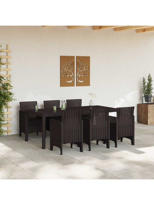 Dārza ēdamgalds 7 pcs brūna polt rattan