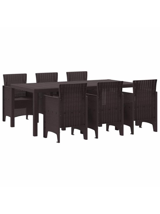 Dārza ēdamgalds 7 pcs brūna polt rattan