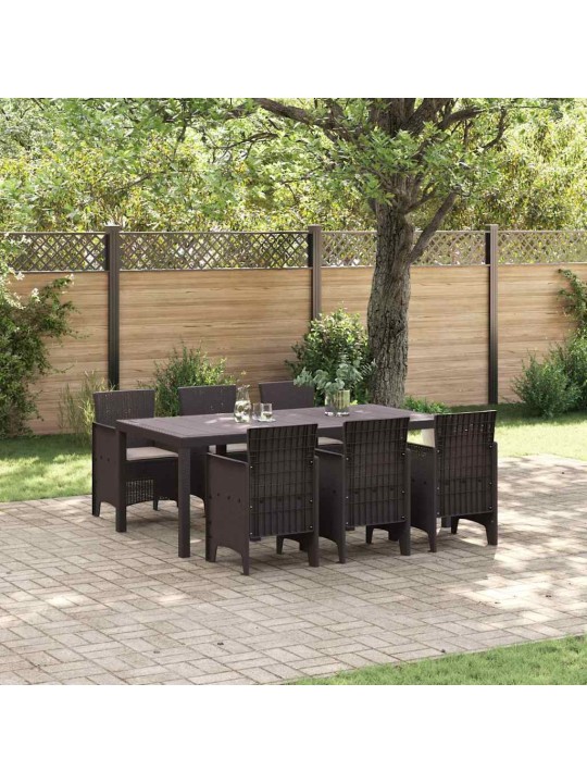 Dārza ēdamgalds 7 pcs brūna polt rattan