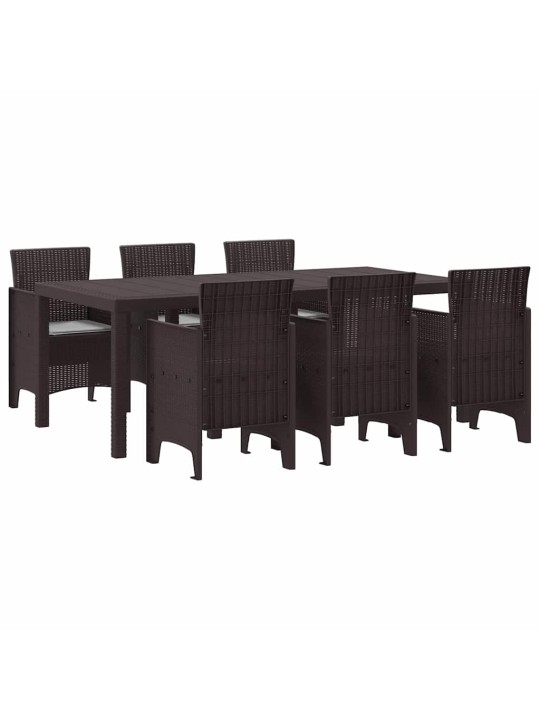 Dārza ēdamgalds 7 pcs brūna polt rattan