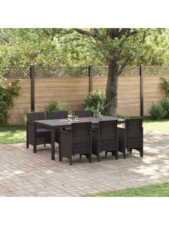 Dārza ēdamgalds 7 pcs brūna polt rattan