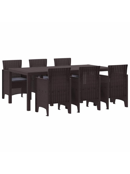 Dārza ēdamgalds 7 pcs brūna polt rattan