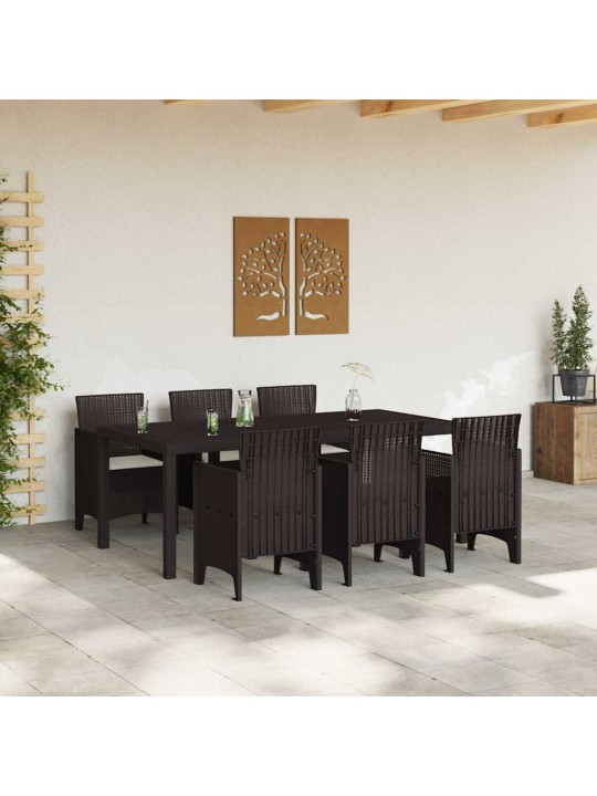 Dārza ēdamgalds 7 pcs brūna polt rattan