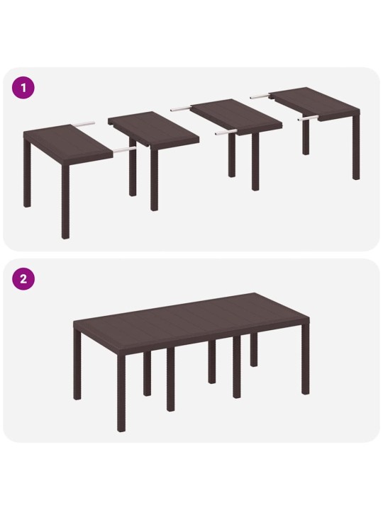 Dārza ēdamgalds 7 pcs brūna polt rattan