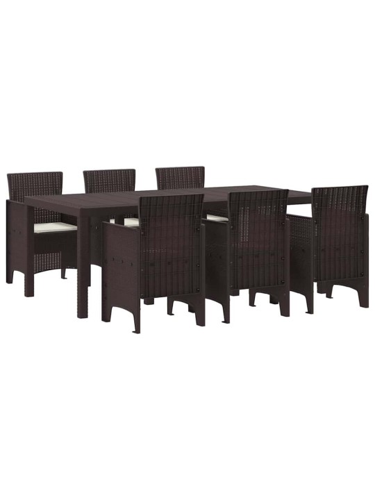 Dārza ēdamgalds 7 pcs brūna polt rattan
