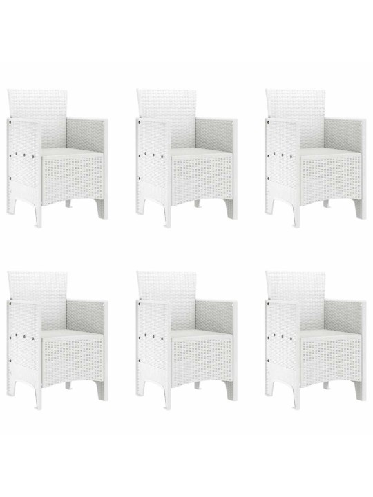 Dārza ēdamgalds 7 pcs balts polt rattan