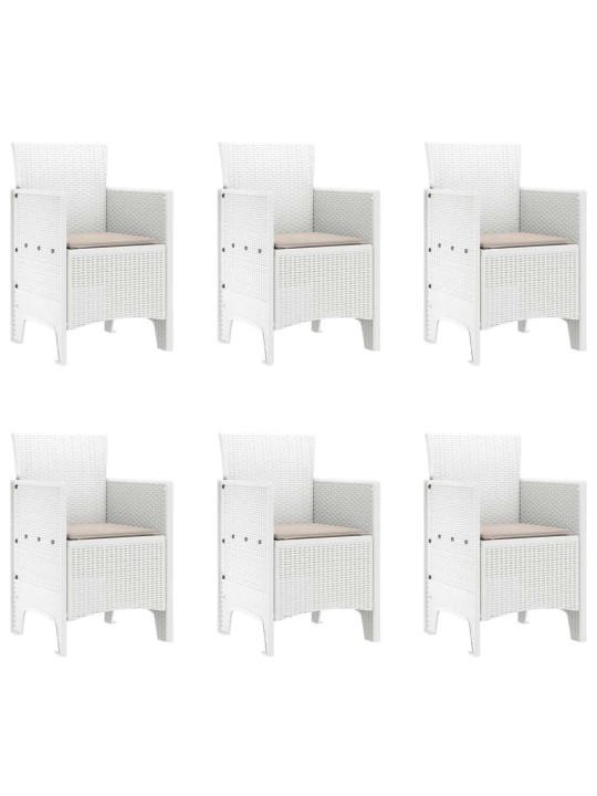 Dārza ēdamgalds 7 pcs balts polt rattan