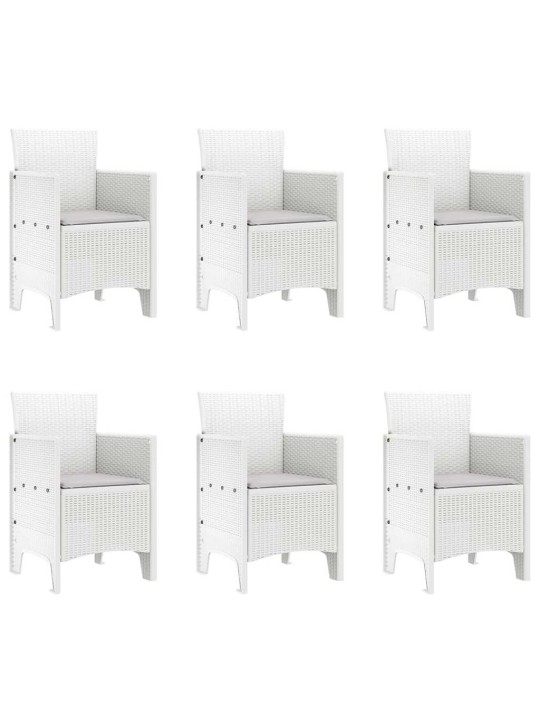 Dārza ēdamgalds 7 pcs balts polt rattan