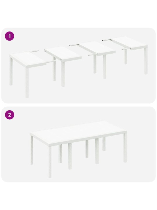 Dārza ēdamgalds 7 pcs balts polt rattan