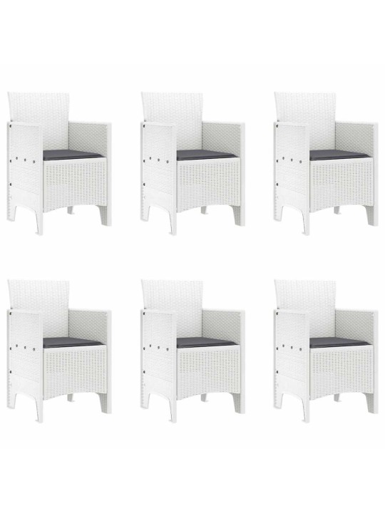 Dārza ēdamgalds 7 pcs balts polt rattan