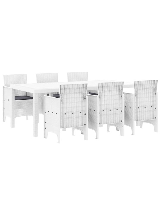 Dārza ēdamgalds 7 pcs balts polt rattan