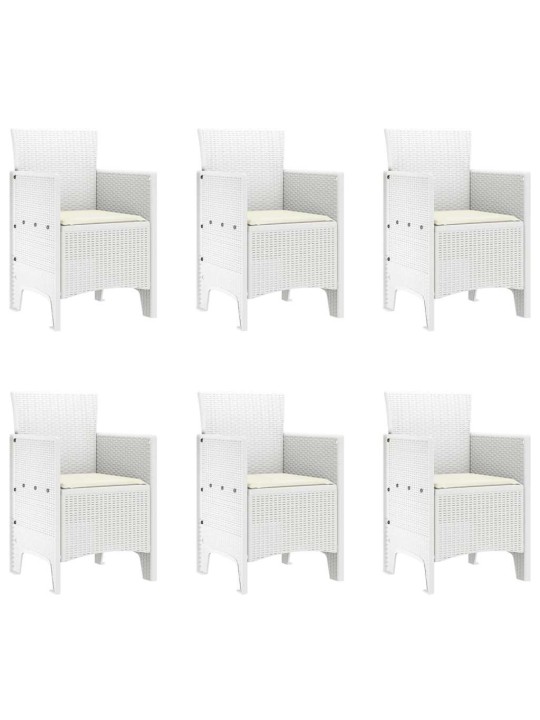 Dārza ēdamgalds 7 pcs balts polt rattan