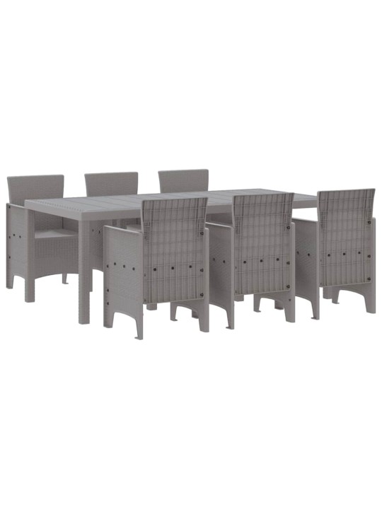 Dārza ēdamgalds 7 pcs gaiši pelēks polt rattan
