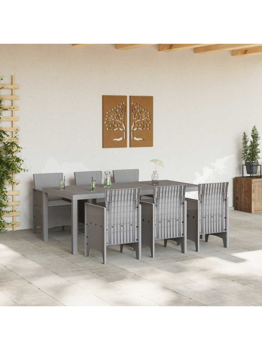 Dārza ēdamgalds 7 pcs gaiši pelēks polt rattan
