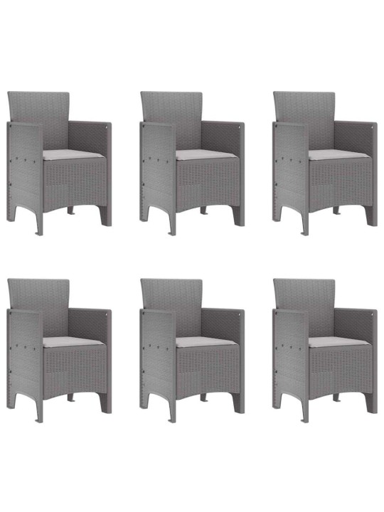 Dārza ēdamgalds 7 pcs gaiši pelēks polt rattan
