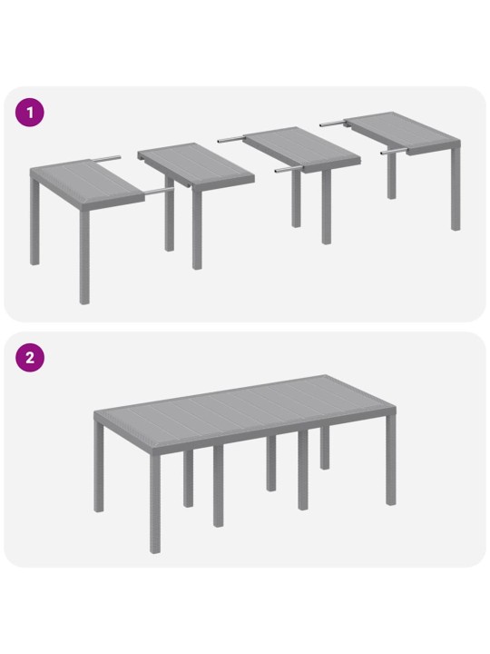 Dārza ēdamgalds 7 pcs gaiši pelēks polt rattan