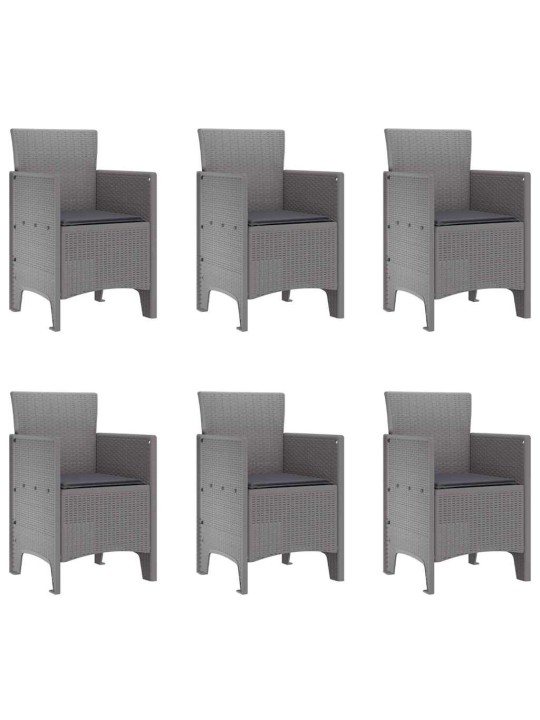 Dārza ēdamgalds 7 pcs gaiši pelēks polt rattan