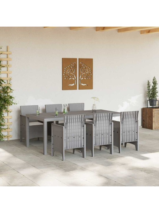 Dārza ēdamgalds 7 pcs gaiši pelēks polt rattan