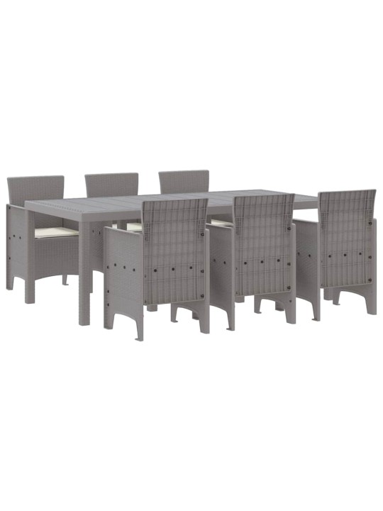 Dārza ēdamgalds 7 pcs gaiši pelēks polt rattan