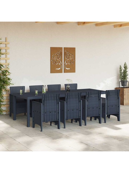 Dārza ēdamgalds 9 pcs antracīts polt rattan