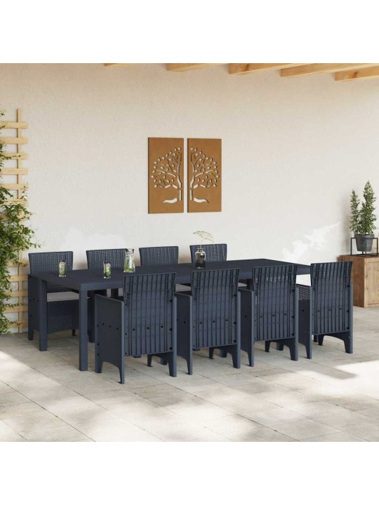 Dārza ēdamgalds 9 pcs antracīts polt rattan