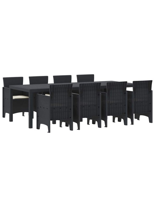 Dārza ēdamgalds 9 pcs antracīts polt rattan