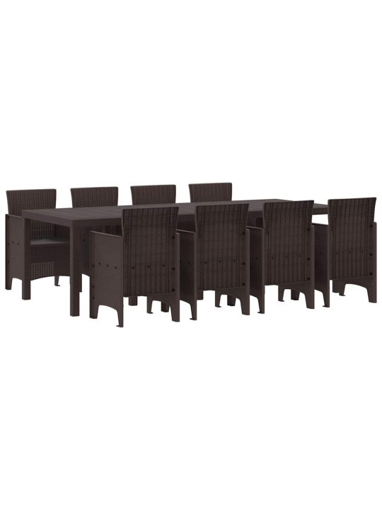 Dārza ēdamgalds 9 pcs brūna polt rattan