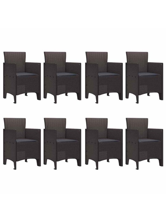 Dārza ēdamgalds 9 pcs brūna polt rattan