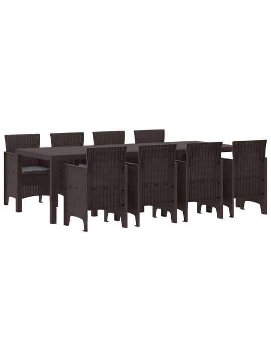Dārza ēdamgalds 9 pcs brūna polt rattan