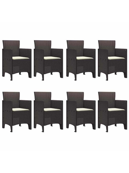 Dārza ēdamgalds 9 pcs brūna polt rattan