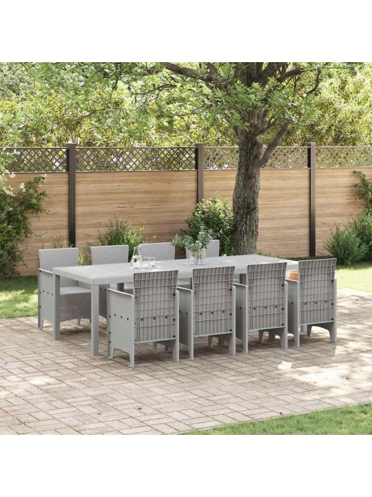 Dārza ēdamgalds 9 pcs balts polt rattan