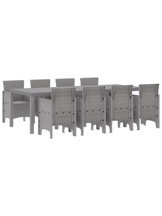 Dārza ēdamgalds 9 pcs balts polt rattan