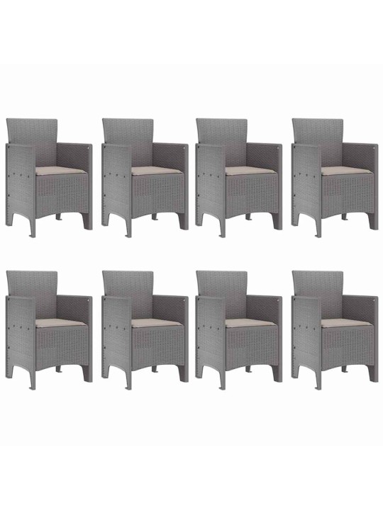 Dārza ēdamgalds 9 pcs balts polt rattan
