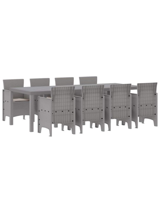 Dārza ēdamgalds 9 pcs balts polt rattan