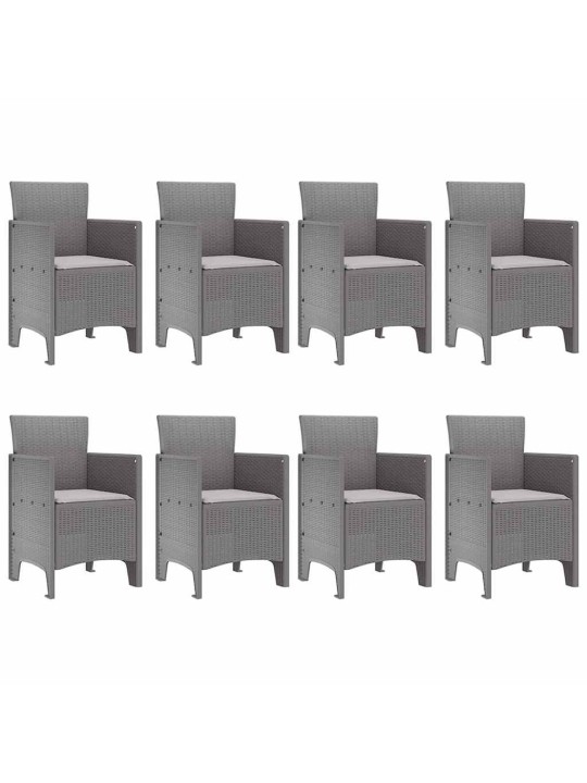Dārza ēdamgalds 9 pcs balts polt rattan