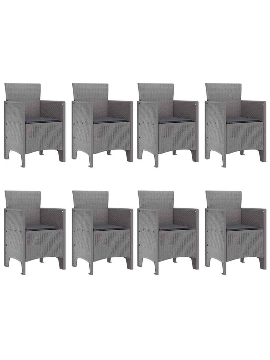 Dārza ēdamgalds 9 pcs balts polt rattan