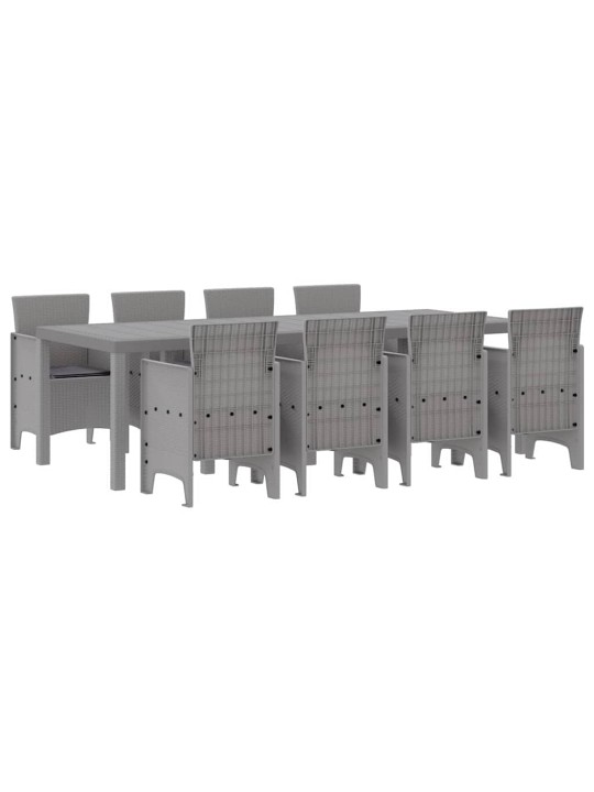 Dārza ēdamgalds 9 pcs balts polt rattan