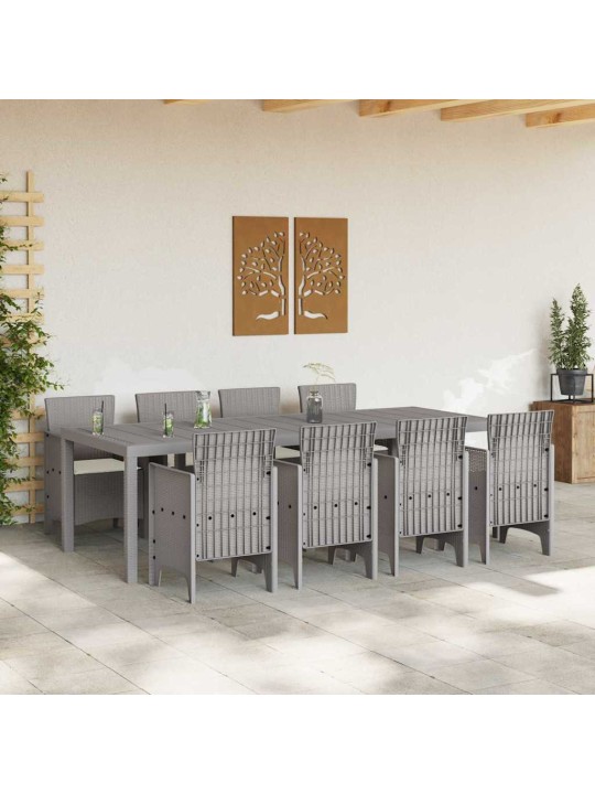 Dārza ēdamgalds 9 pcs balts polt rattan