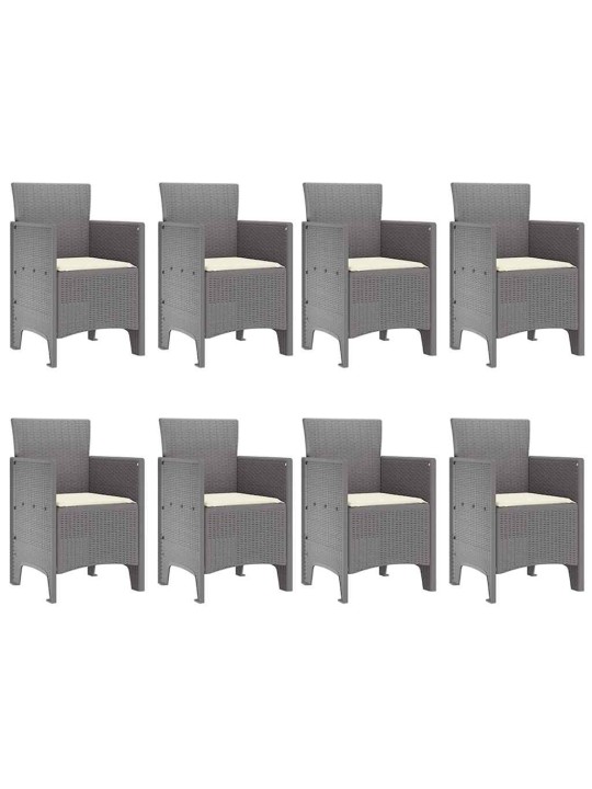 Dārza ēdamgalds 9 pcs balts polt rattan