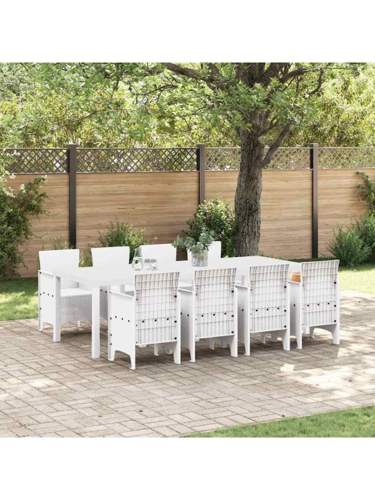 Dārza ēdamgalds 9 pcs gaiši pelēks polt rattan
