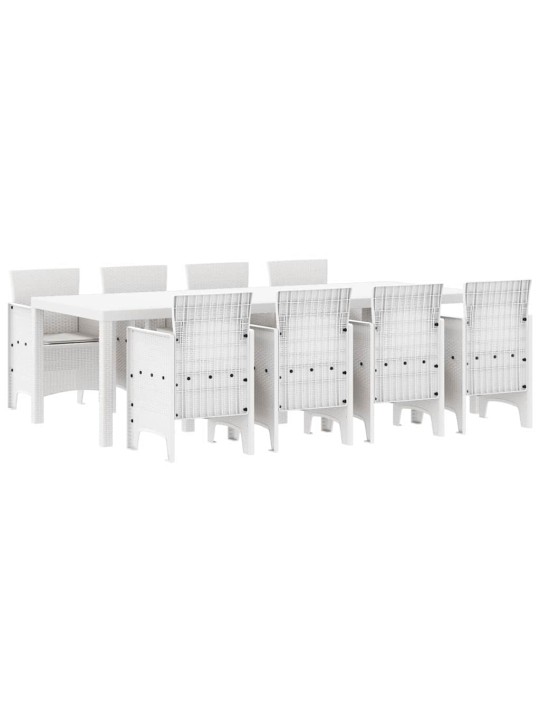 Dārza ēdamgalds 9 pcs gaiši pelēks polt rattan
