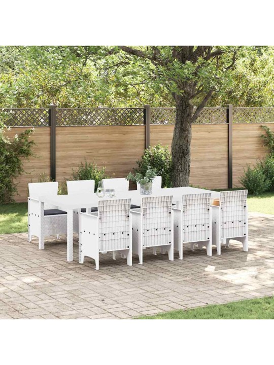 Dārza ēdamgalds 9 pcs gaiši pelēks polt rattan