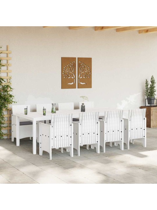 Dārza ēdamgalds 9 pcs gaiši pelēks polt rattan